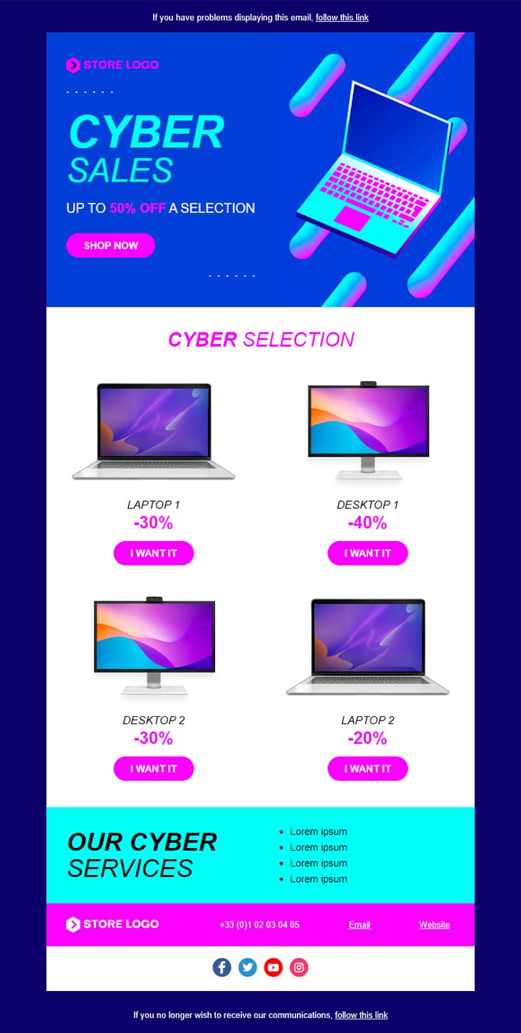 Templates Emailing Cyber Monday Sarbacane