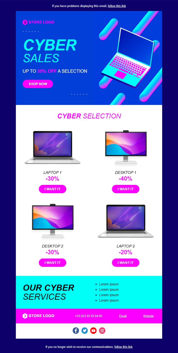 Templates Emailing Cyber Monday Sarbacane