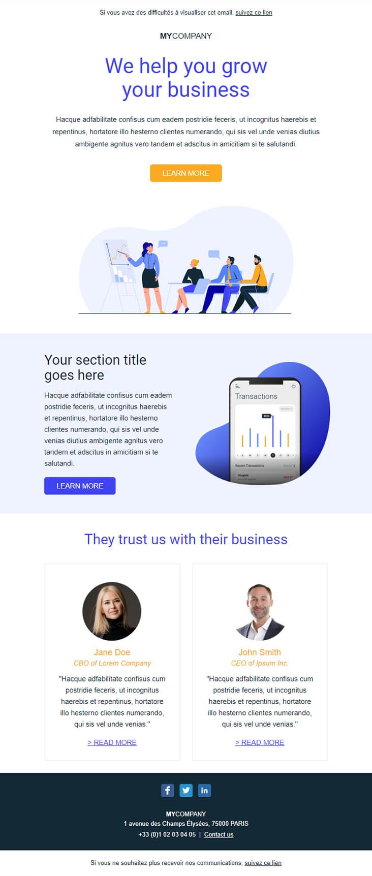 Templates Emailing Business Grow Sarbacane