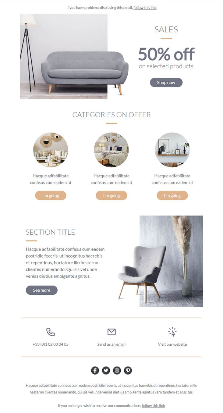 Templates Emailing Furnishing Sarbacane