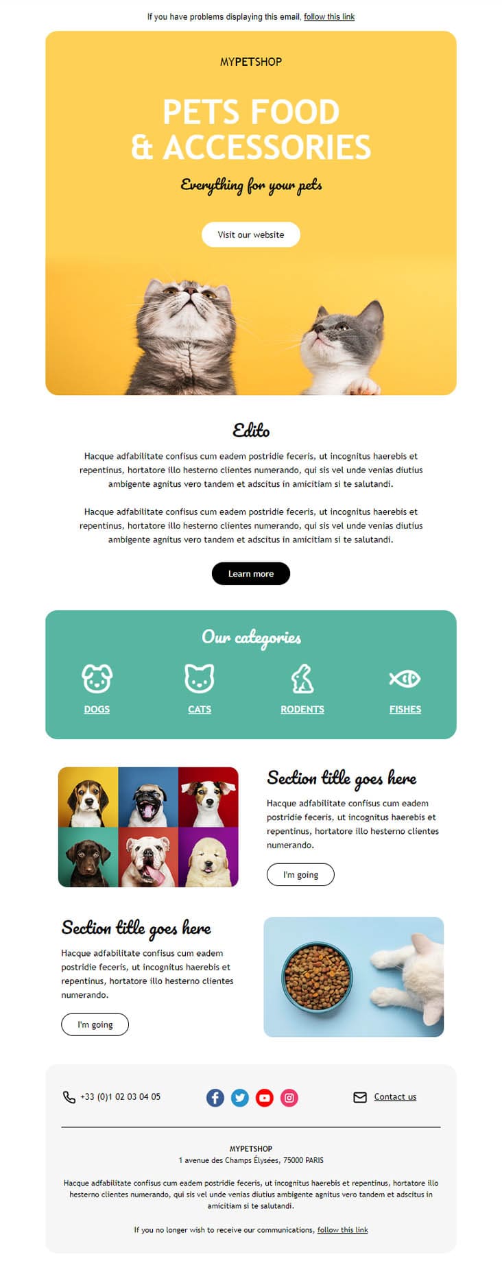 Templates Emailing Pet Store Sarbacane